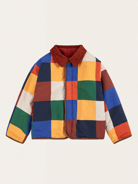 Warm, reversible Multicolor Tiles sheepskin jacket