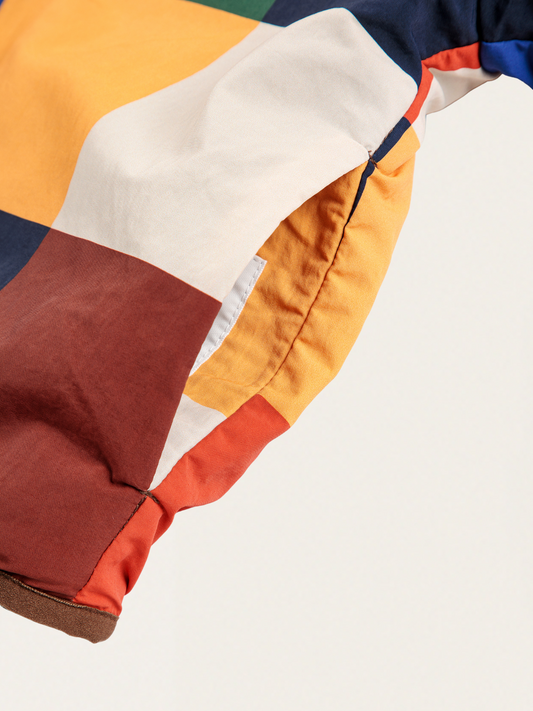 Warm, reversible Multicolor Tiles sheepskin jacket