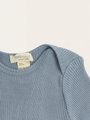 Transparenter, blauer, nahtloser Body aus Baumwoll-Seide-Mischgewebe