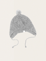 Hand-woven bonnet hat with a pompom