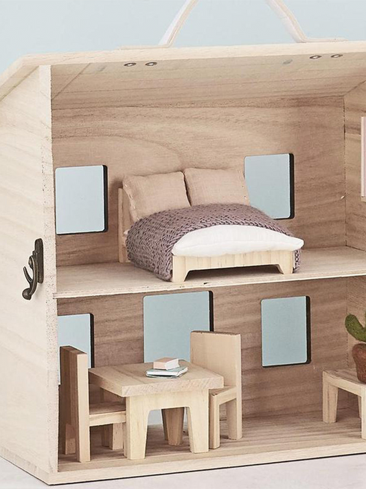 Drewniane mebelki dla lalek Double Bed Set