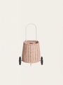 Rattan Luggy Small Basket on Wheels