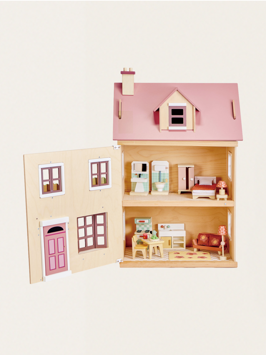 Puppenhaus aus Holz mit Ausstattung