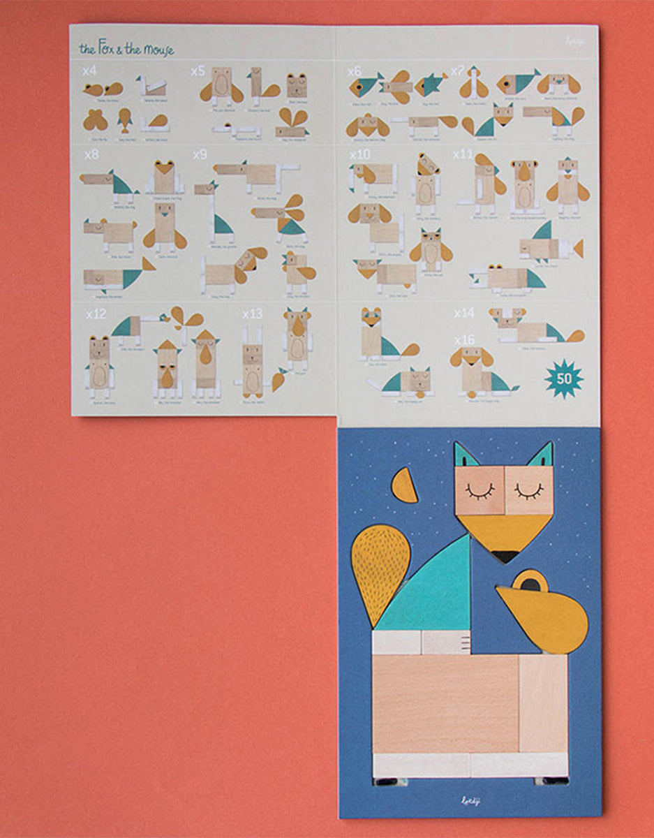 Wooden Fox and Mouse Puzzle