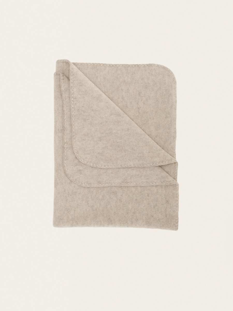 Ciepły kocyk z wełny merino sand