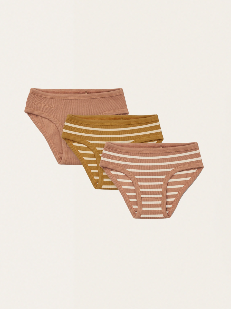 Girls' soft cotton panties set Stripe tuscany rose multi mix