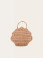A rattan chest in the shape of a shell