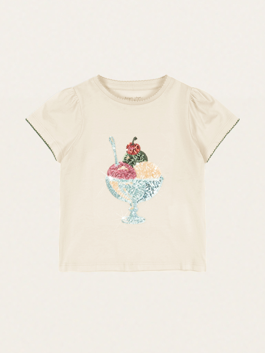 Bawełniany T-shirt z bufiastymi rękawami Famo