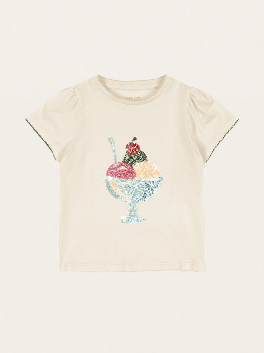 Bawełniany T-shirt z bufiastymi rękawami Famo