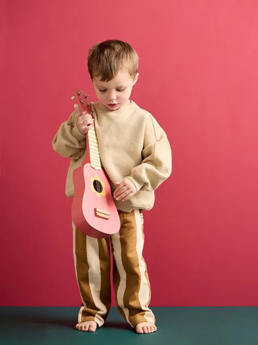 Drewniana gitara Flower Pink