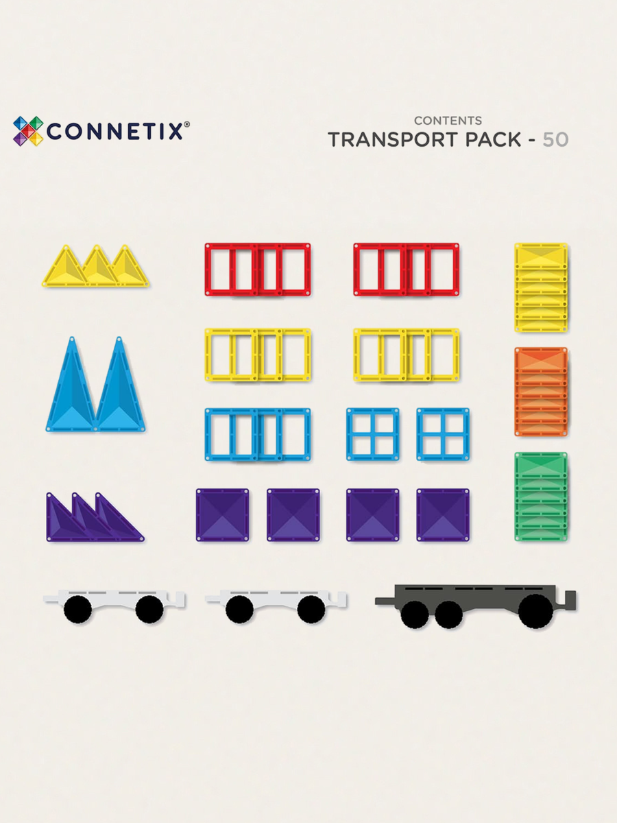Klocki magnetyczne Rainbow Transport Pack 50 el.