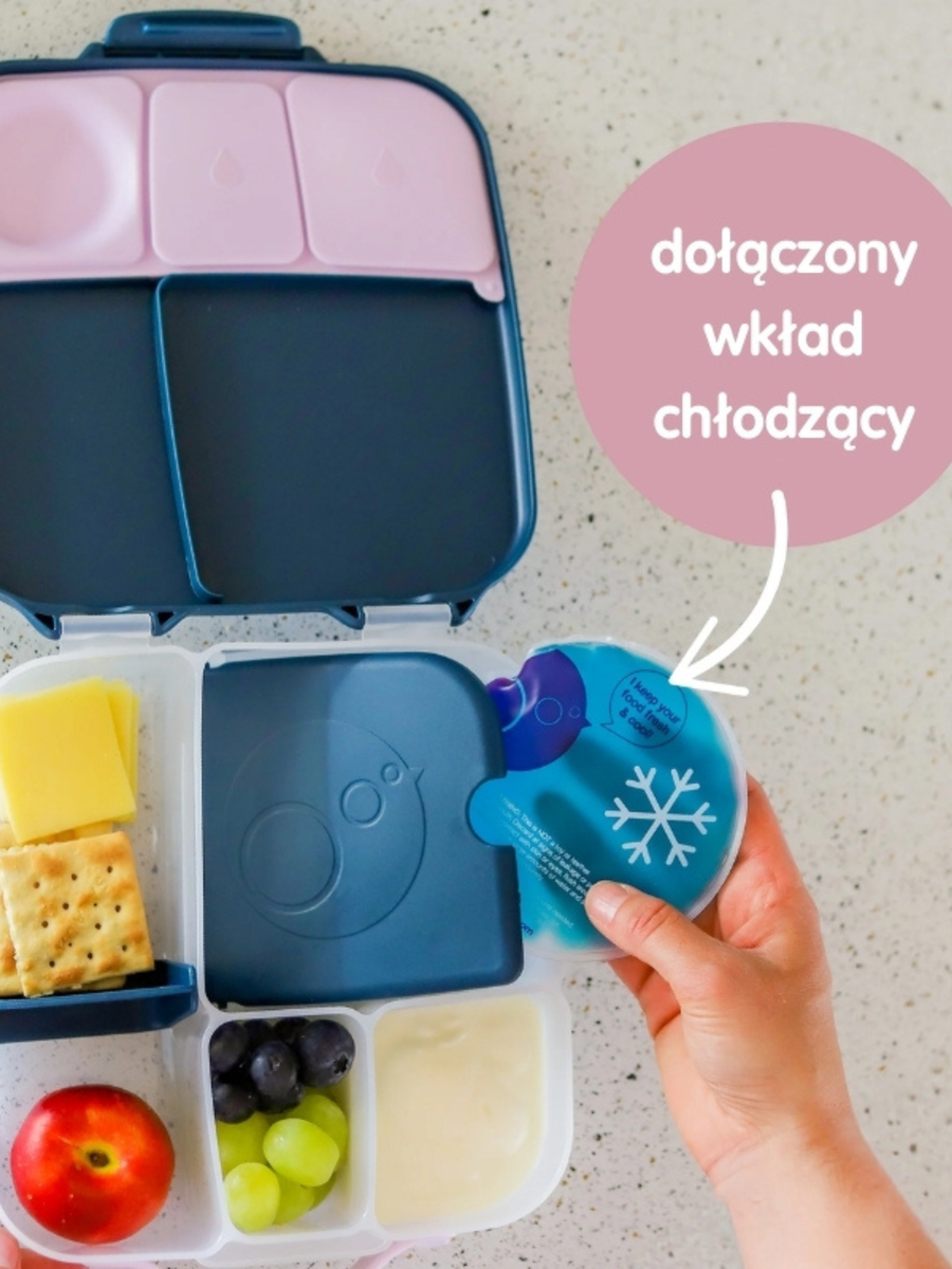 Duży lunchbox z przegródkami i wkładem chłodzącym