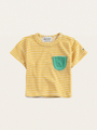 T-shirt z miękkiej frotte Baby Yellow Stripes