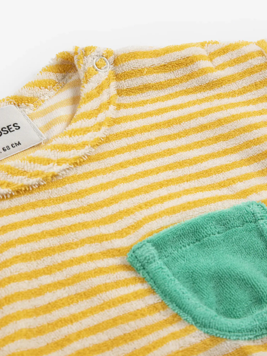 T-shirt z miękkiej frotte Baby Yellow Stripes