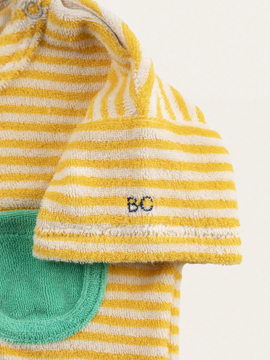 T-shirt z miękkiej frotte Baby Yellow Stripes