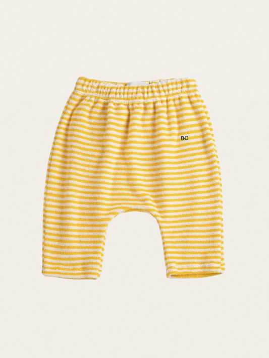 Spodnie z miękkiej frotte Baby Yellow Stripes harem pants