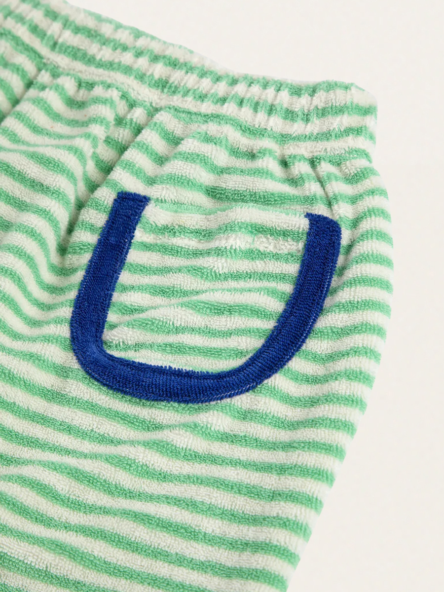 Spodnie z miękkiej frotte Baby Green Stripes harem pants