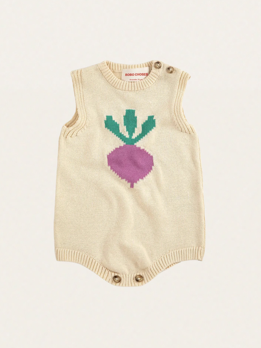 Romper z dzianiny bawełnianej Baby Pixel Sugar Beet