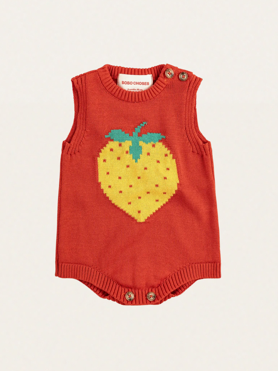 Romper z dzianiny bawełnianej Baby Pixel Strawberry