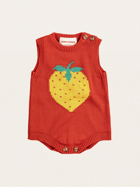 Romper z dzianiny bawełnianej Baby Pixel Strawberry