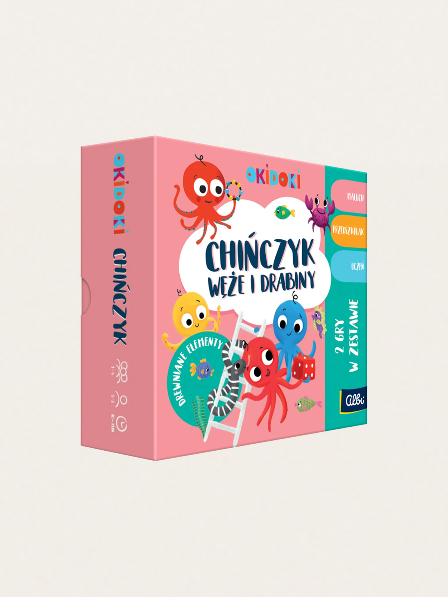 OKIDOKI - Gra planszowa 2w1 - Chińczyk, Węże i drabiny