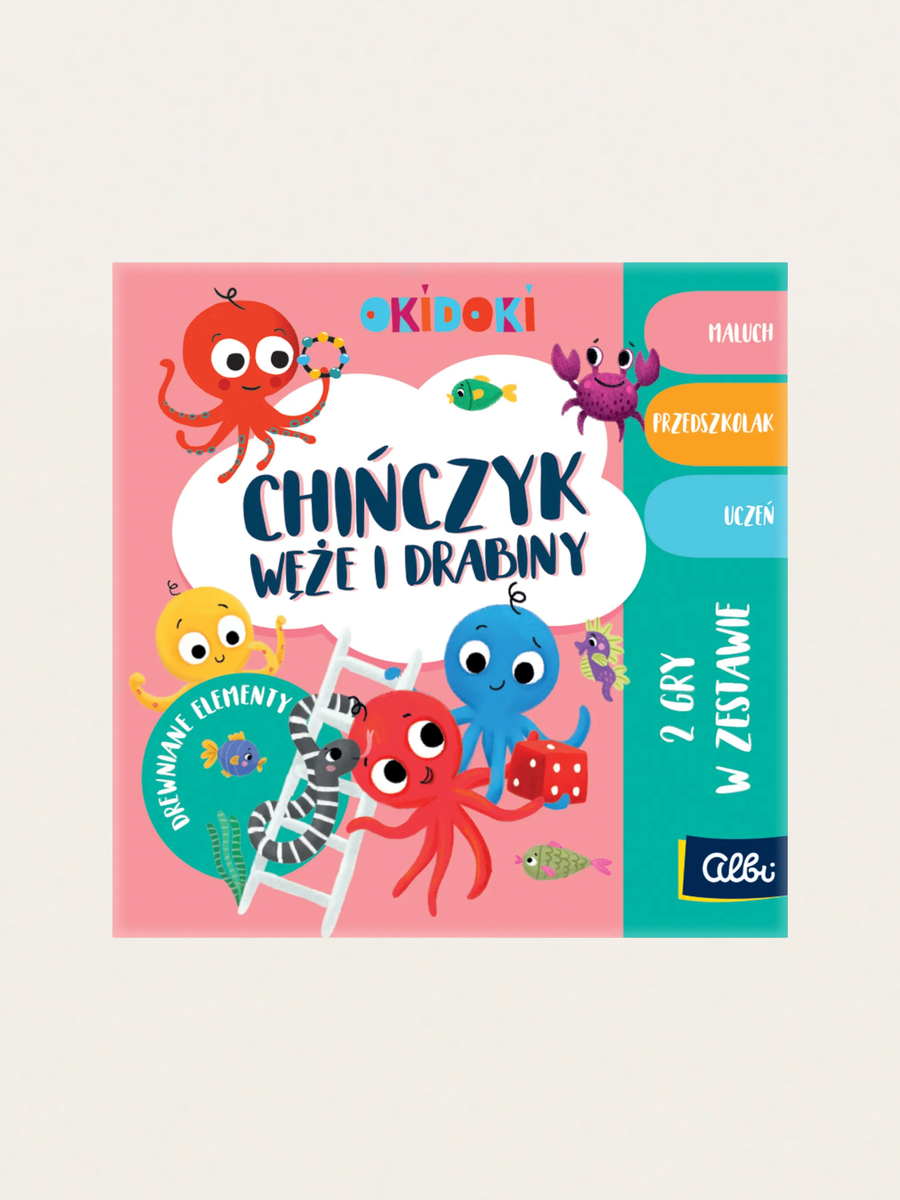 OKIDOKI - Gra planszowa 2w1 - Chińczyk, Węże i drabiny