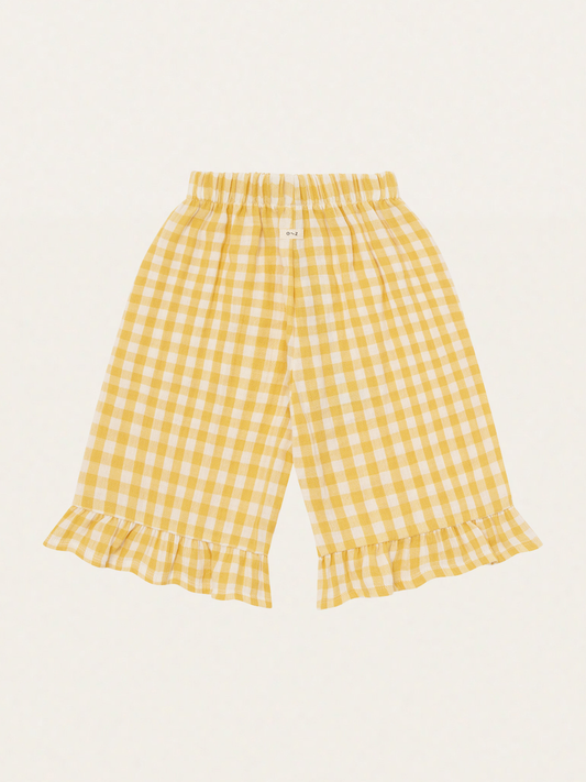 Muślinowe spodnie kuloty Honeycomb Gingham Frill