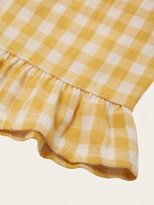 Muślinowe spodnie kuloty Honeycomb Gingham Frill