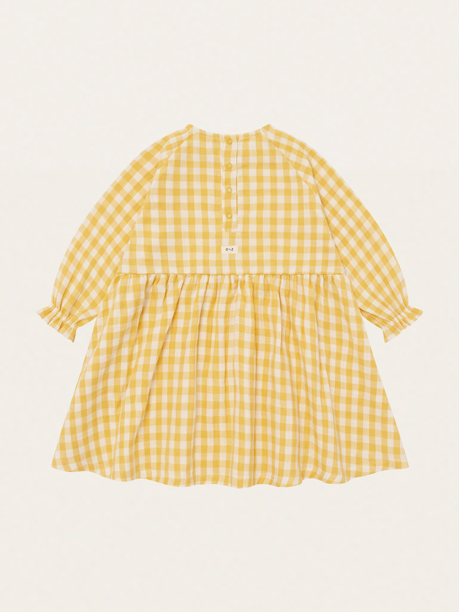 Muślinowa sukienka z długim rękawem Honeycomb Gingham Field