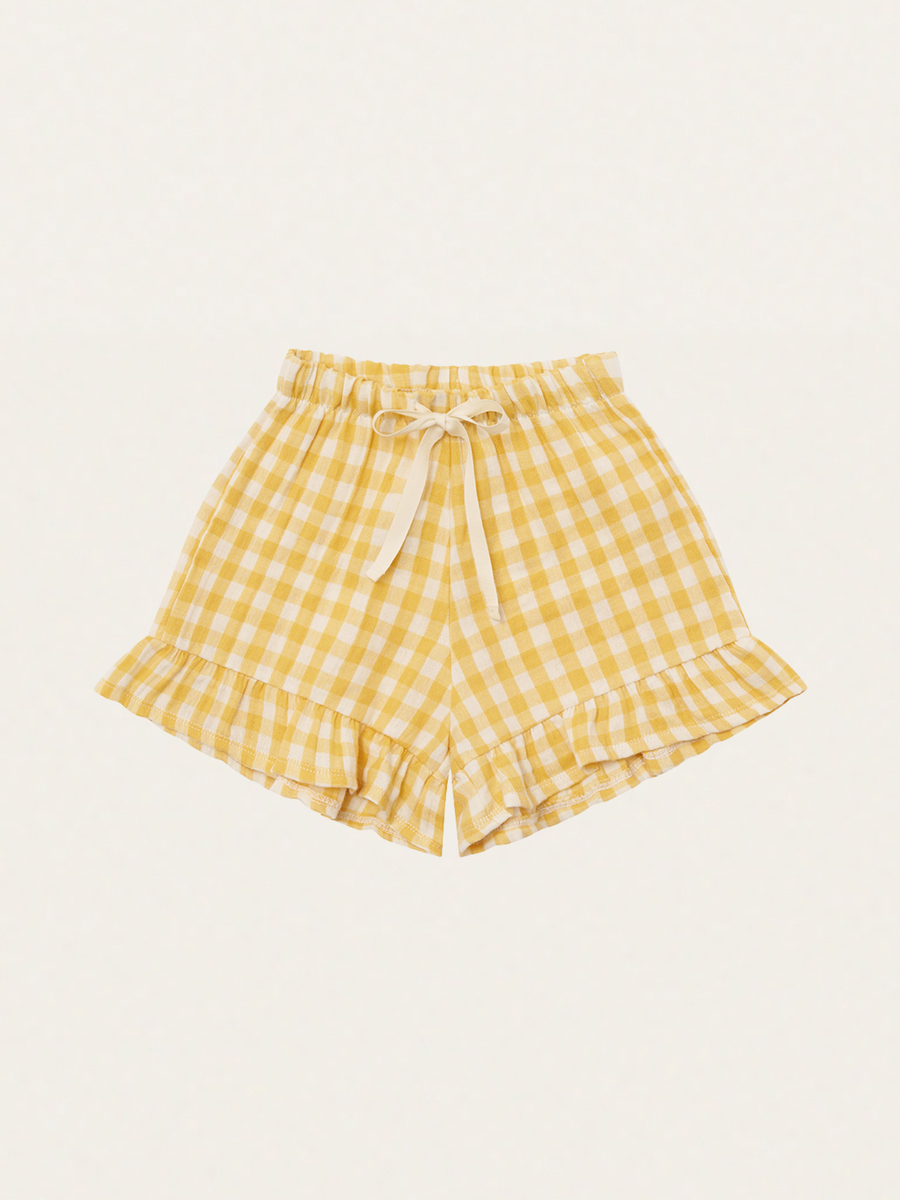 Muślinowe krótkie spodenki Honeycomb Gingham Frill