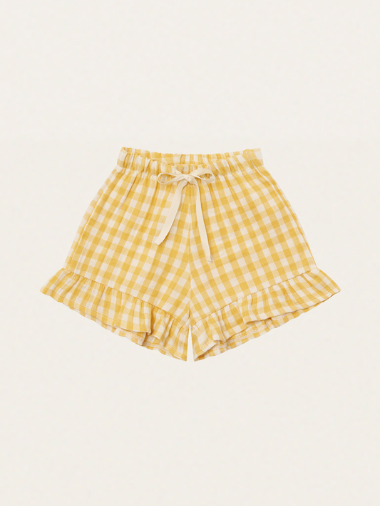 Muślinowe krótkie spodenki Honeycomb Gingham Frill