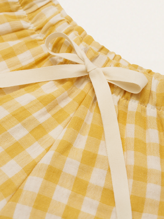 Muślinowe krótkie spodenki Honeycomb Gingham Frill