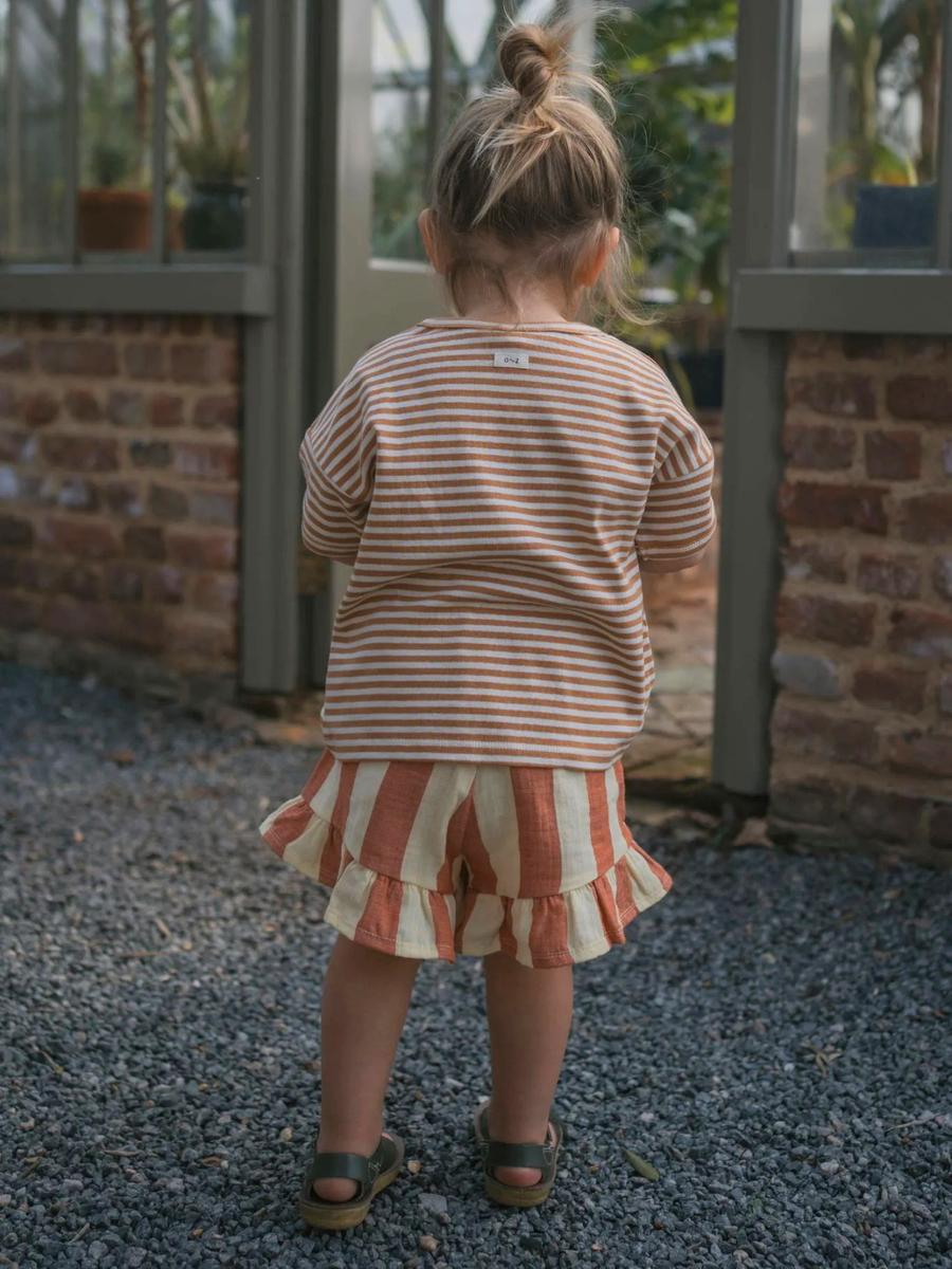 Muślinowe krótkie spodenki Tomato Stripes Frill
