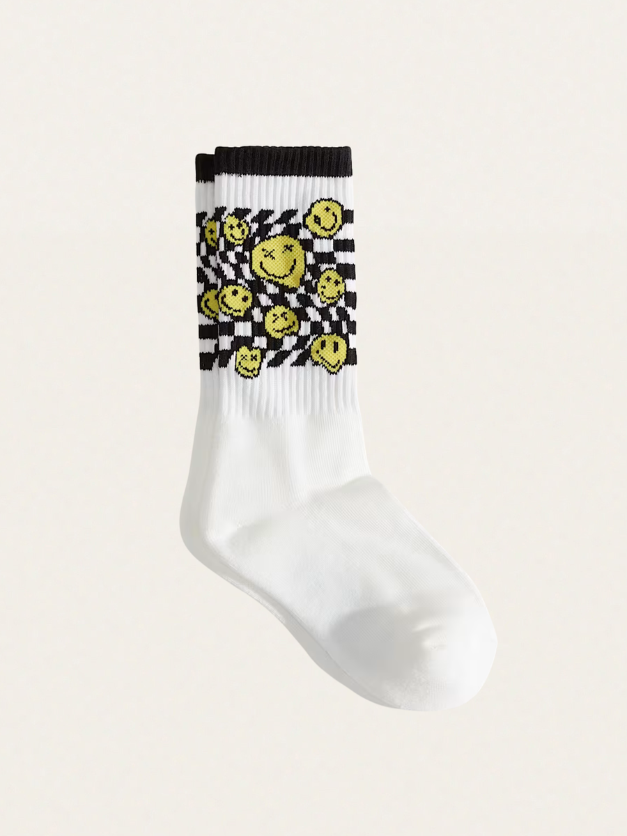 Skarpetki dziecięce Ticker Checkerboard Crew White