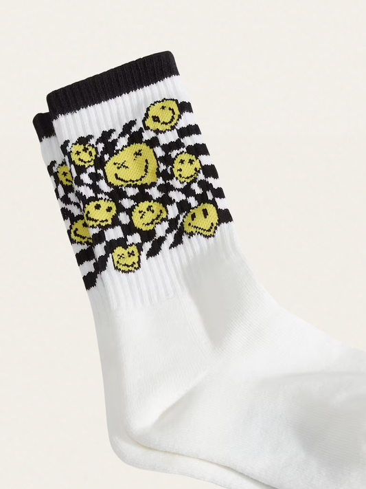 Skarpetki dziecięce Ticker Checkerboard Crew White