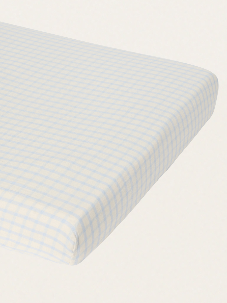 Muślinowy pokrowiec na przewijak 50 x 70 cm Gingham Sky blue