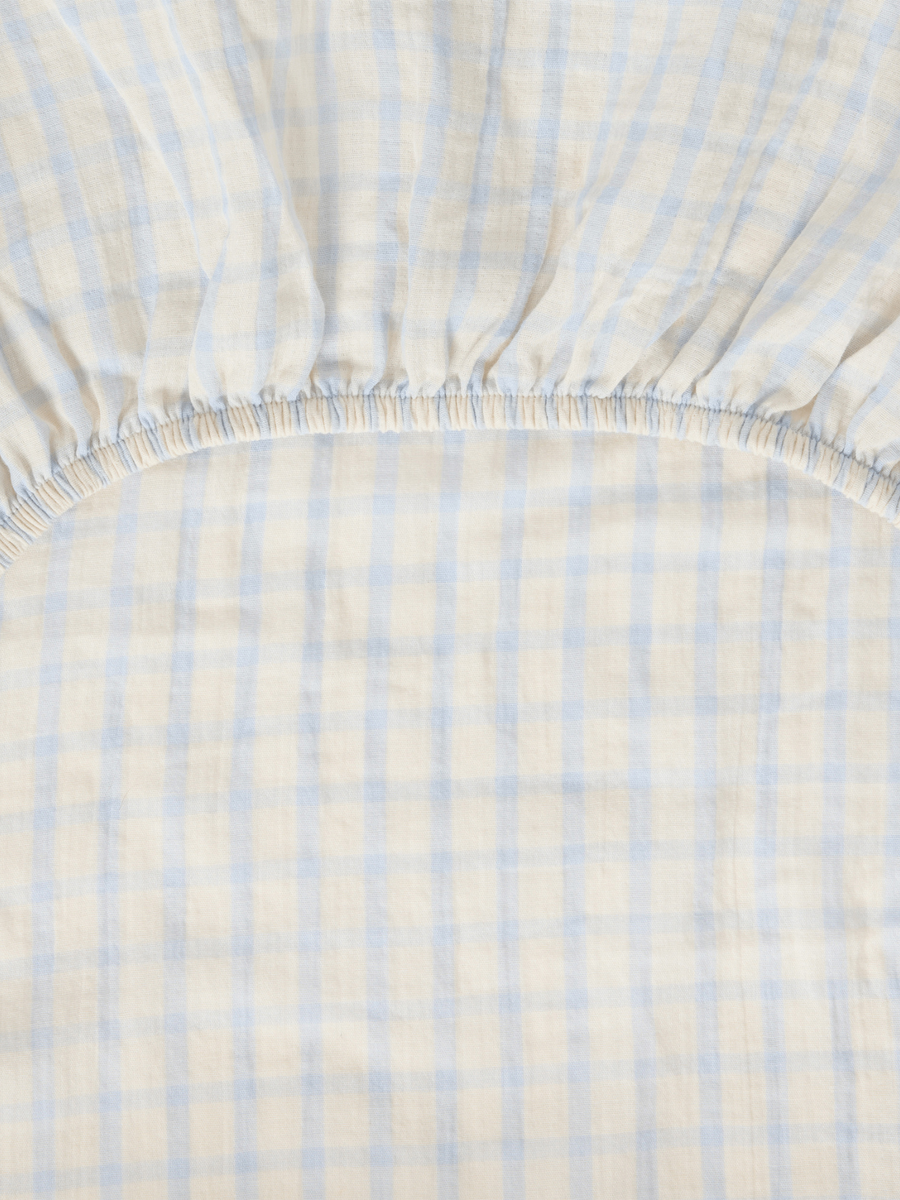 Muślinowy pokrowiec na przewijak 50 x 70 cm Gingham Sky blue