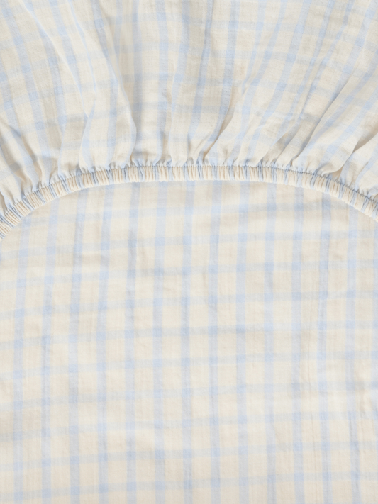 Muślinowy pokrowiec na przewijak 50 x 70 cm Gingham Sky blue