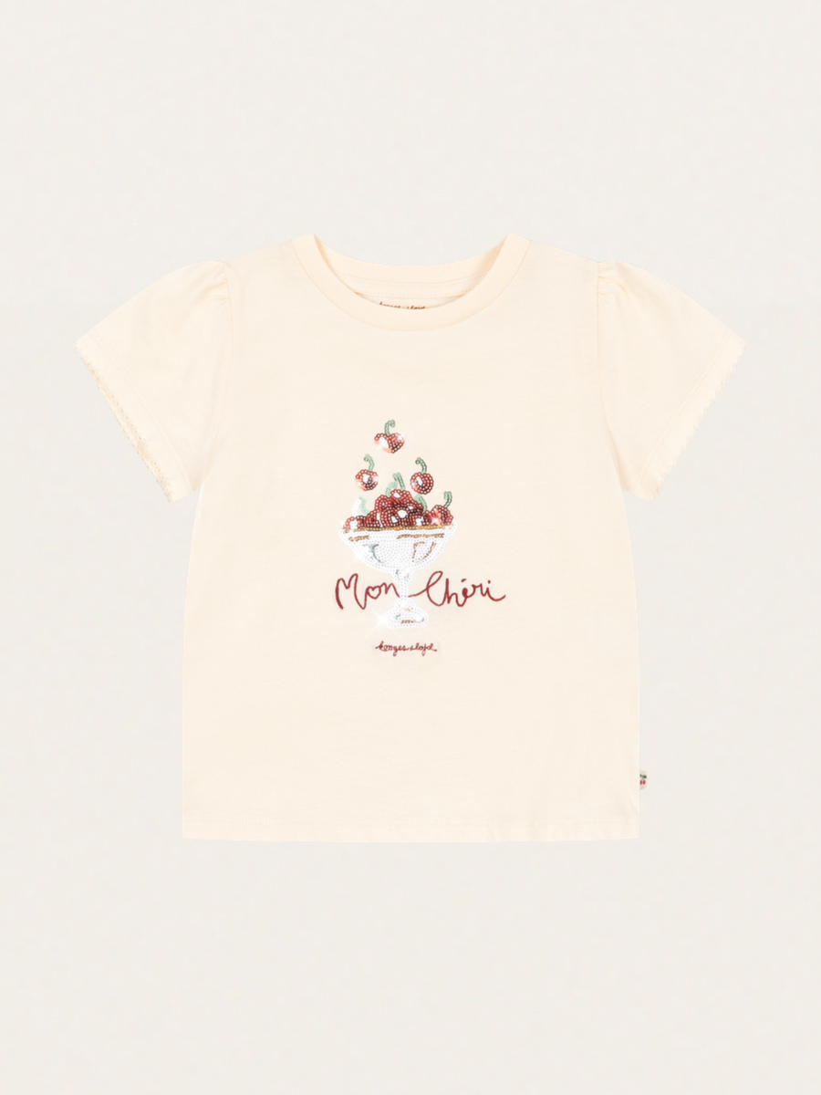 Bawełniany T-shirt z bufiastymi rękawami Famo