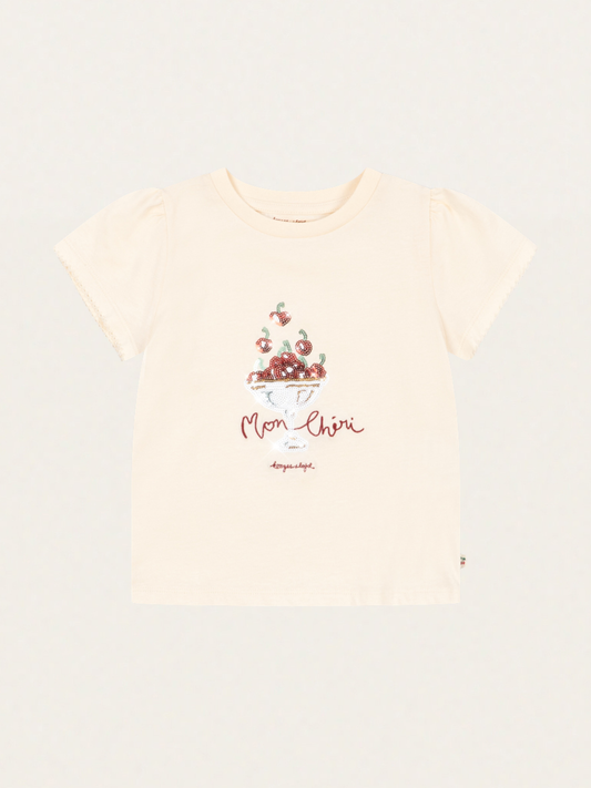 Bawełniany T-shirt z bufiastymi rękawami Famo