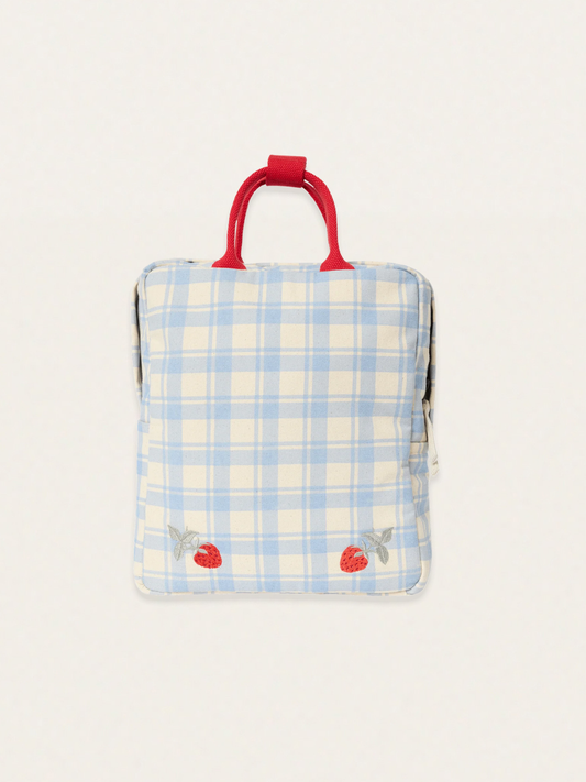 Plecak z bawełny organicznej Plaid Sky Blue