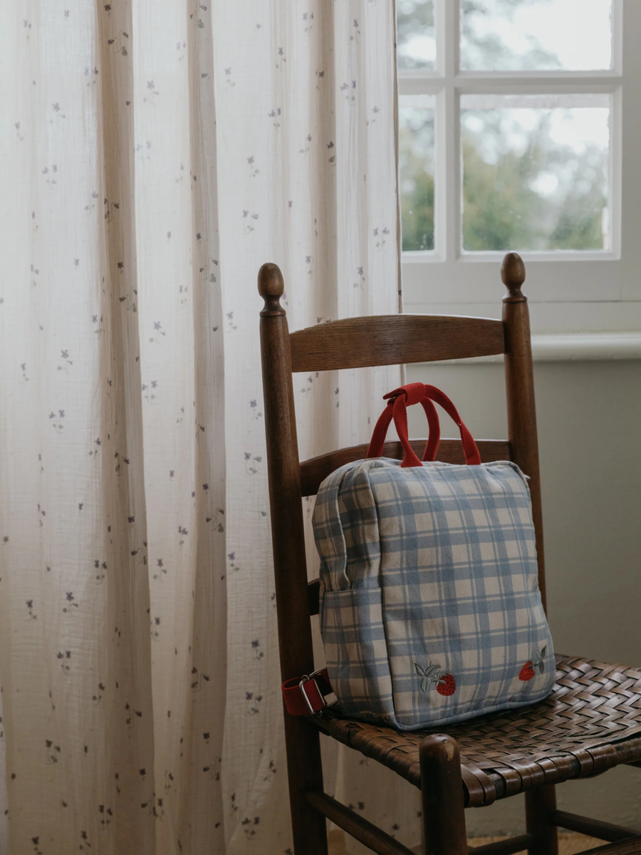 Plecak z bawełny organicznej Plaid Sky Blue