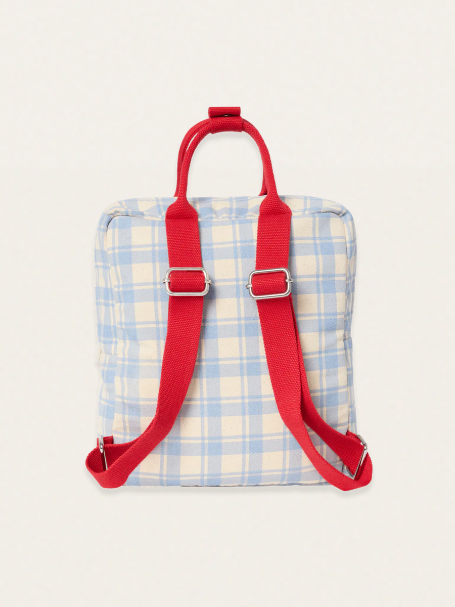 Plecak z bawełny organicznej Plaid Sky Blue