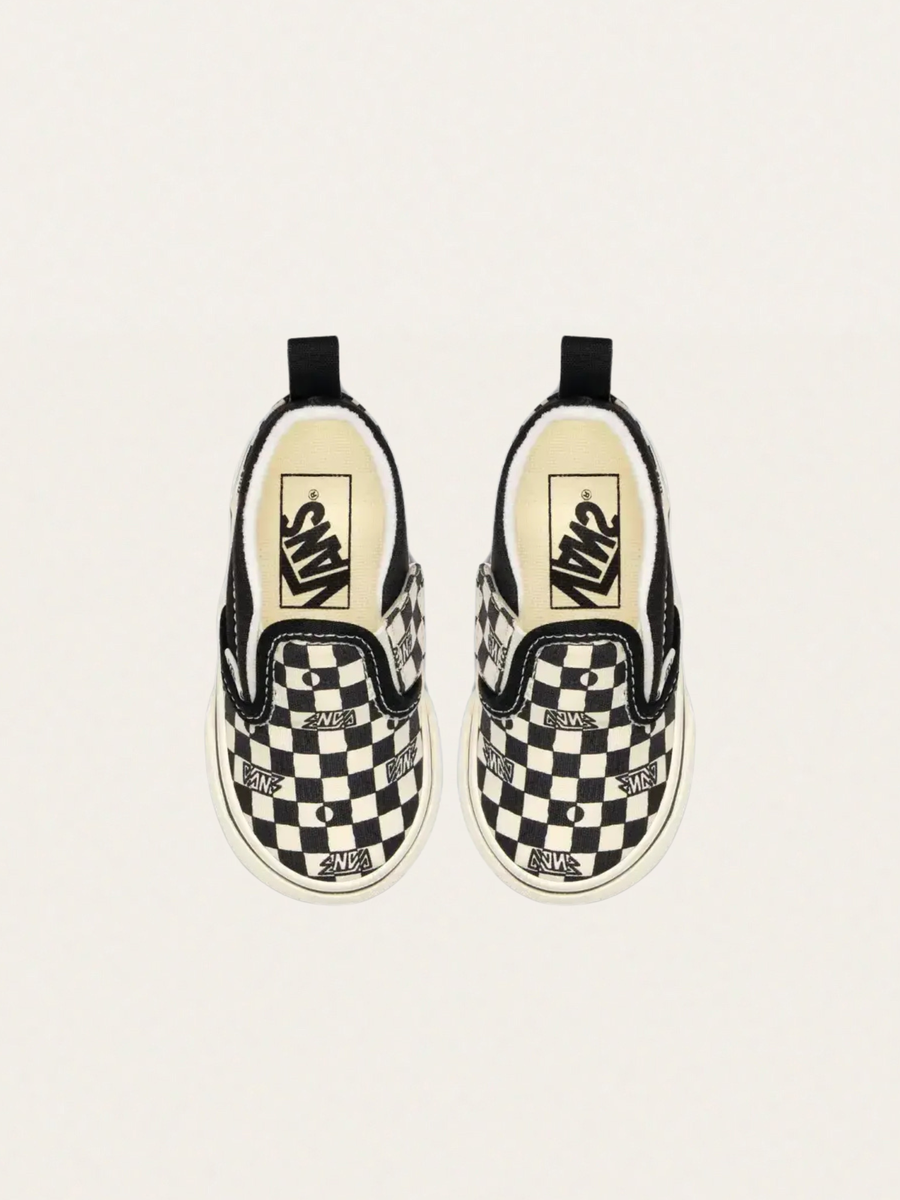 Tenisówki Baby wsuwane Slip-On V Geo Check Black&White