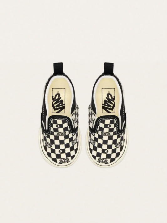 Tenisówki Baby wsuwane Slip-On V Geo Check Black&White