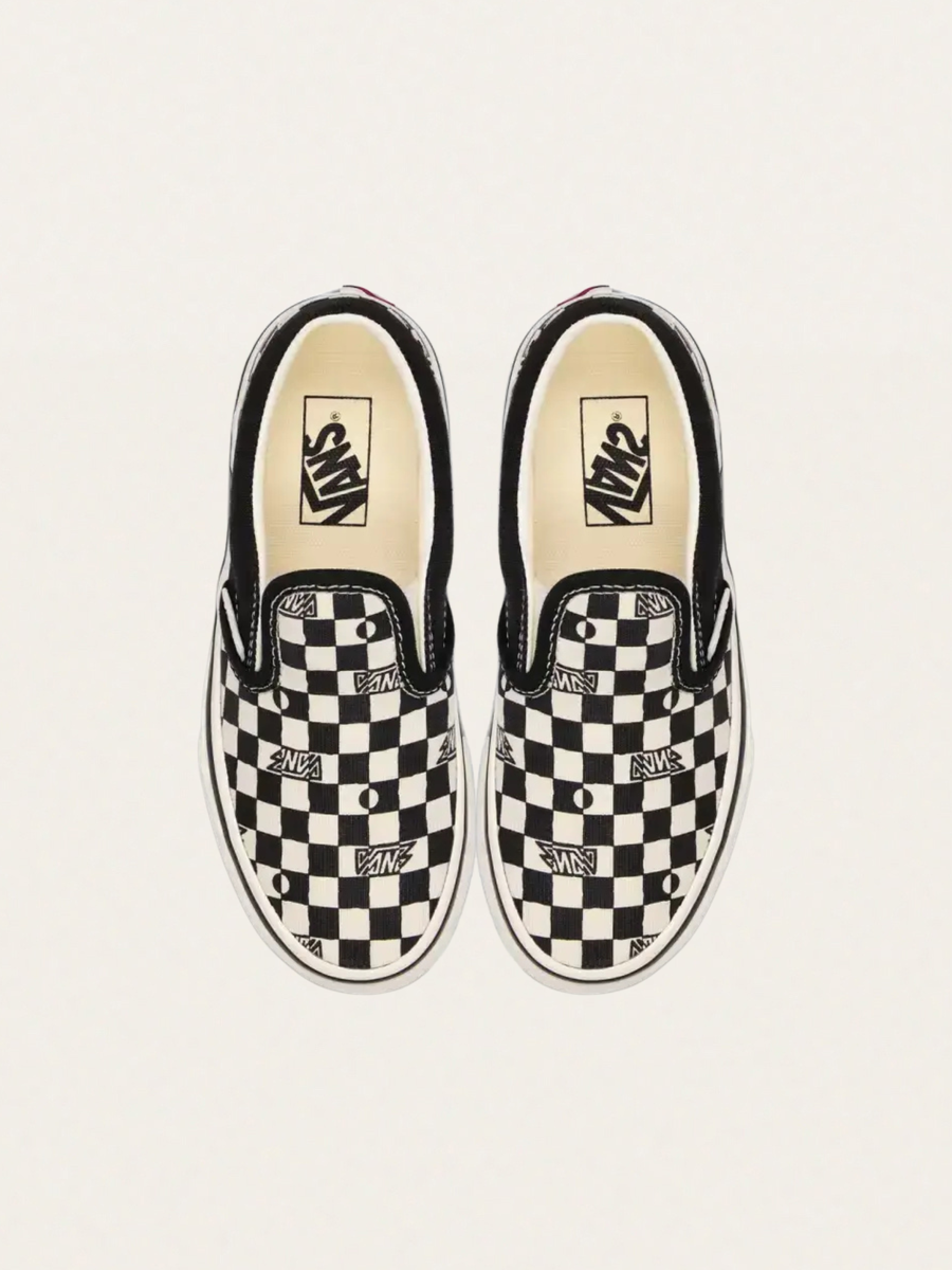 Tenisówki Kids wsuwane Slip-On Geo Check Black&White