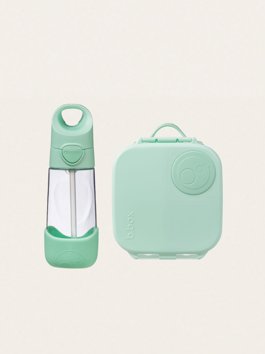 Zestaw mini lunchbox + butelka tritanowa ze słomką 450 ml