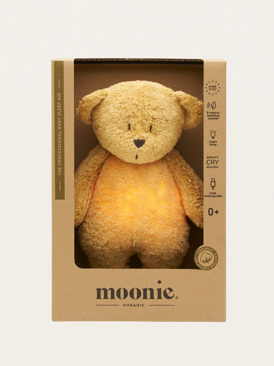 Szumiący miś Moonie Organic 2.0 z lampką nocną - Honey