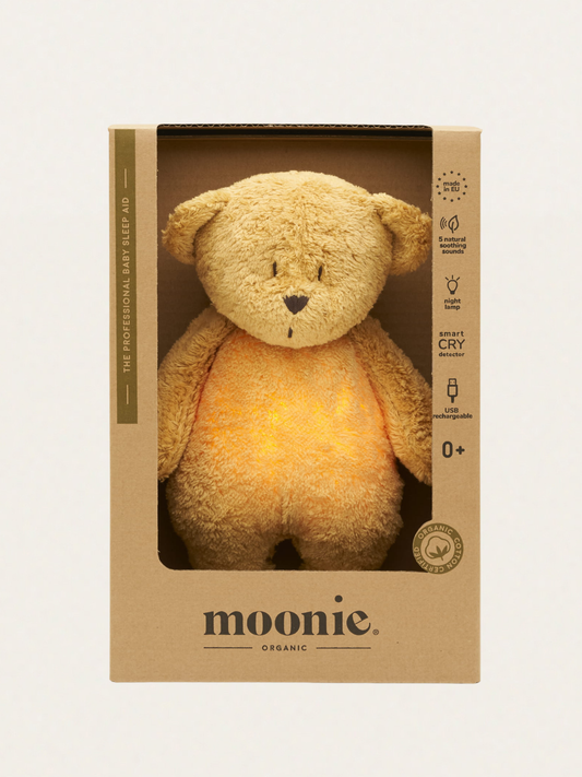 Szumiący miś Moonie Organic 2.0 z lampką nocną - Honey