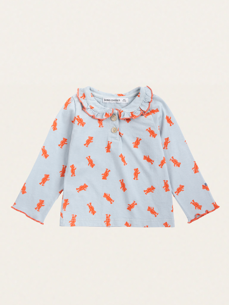 Bawełniany long sleeve z kołnierzykiem Baby Softpaw Monster all over